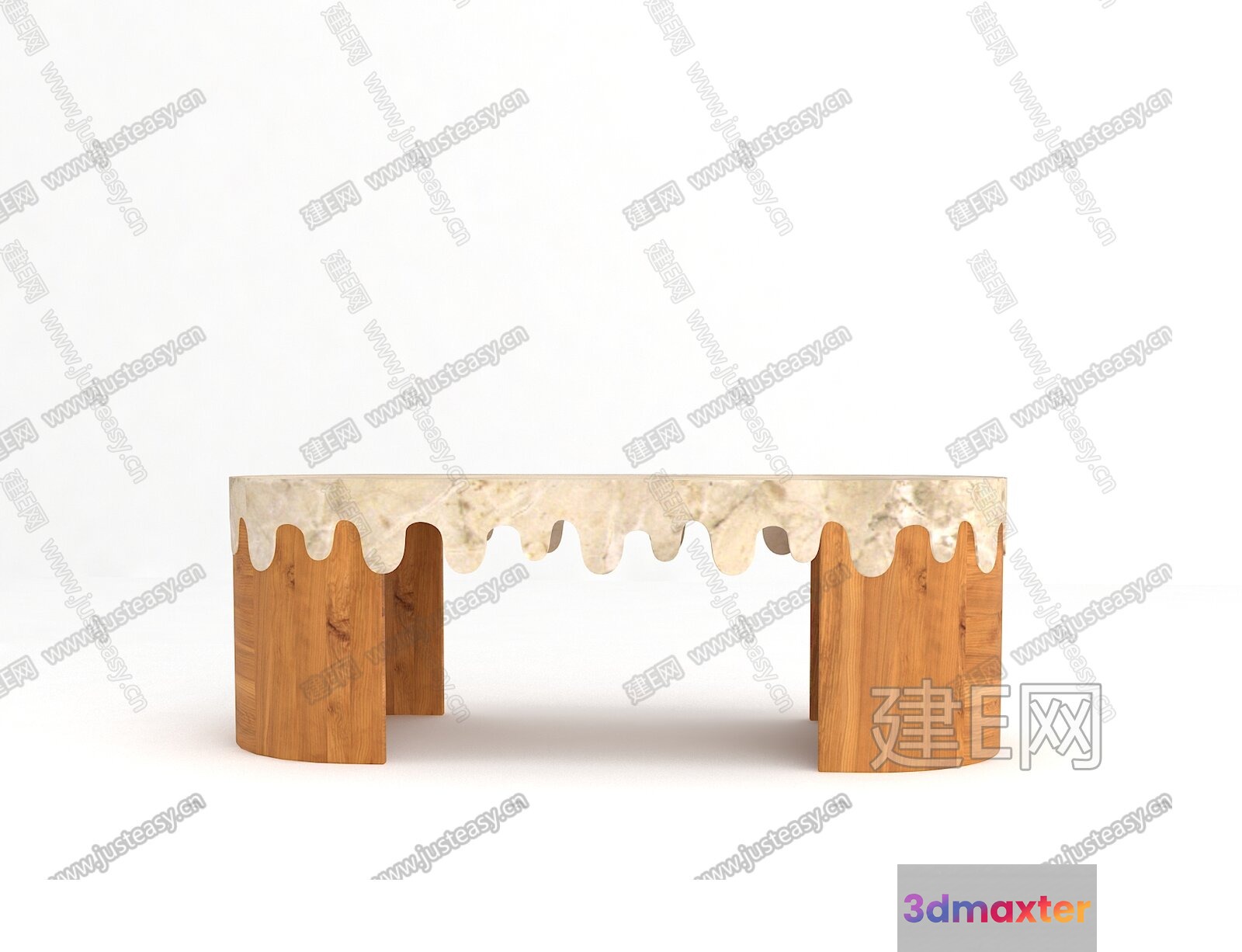 A Wooden Table With A White Top 3D Model - 1917 - VRAY Render
