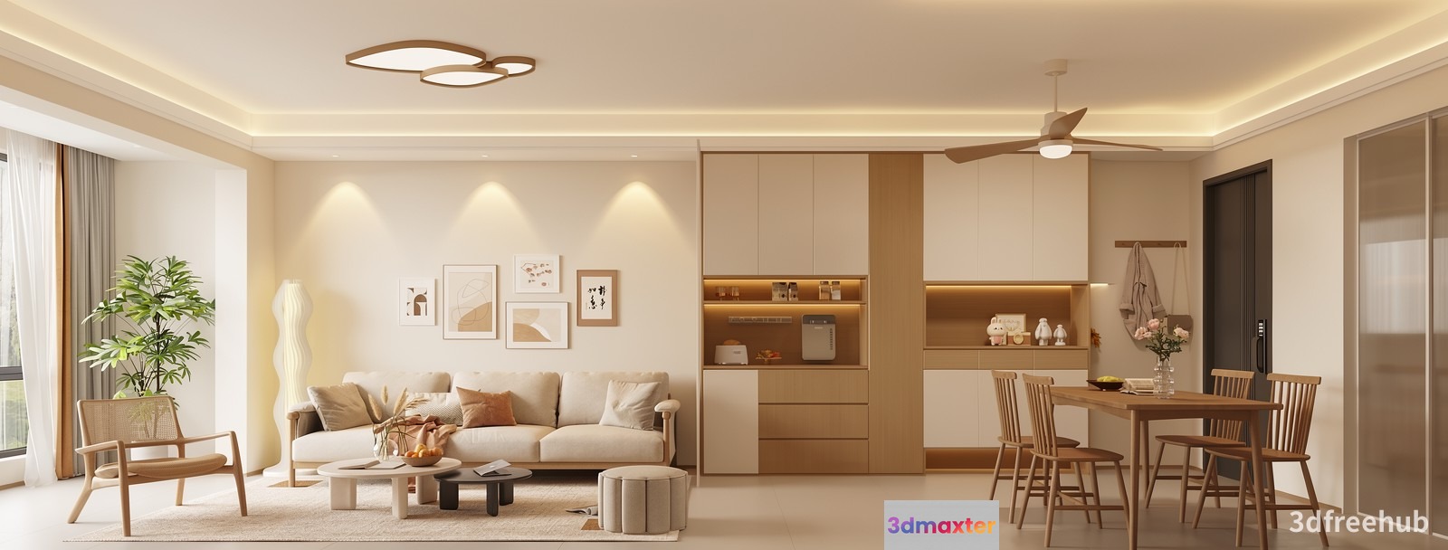 Modern Living Room 3D Model - 19627 - VRAY Render