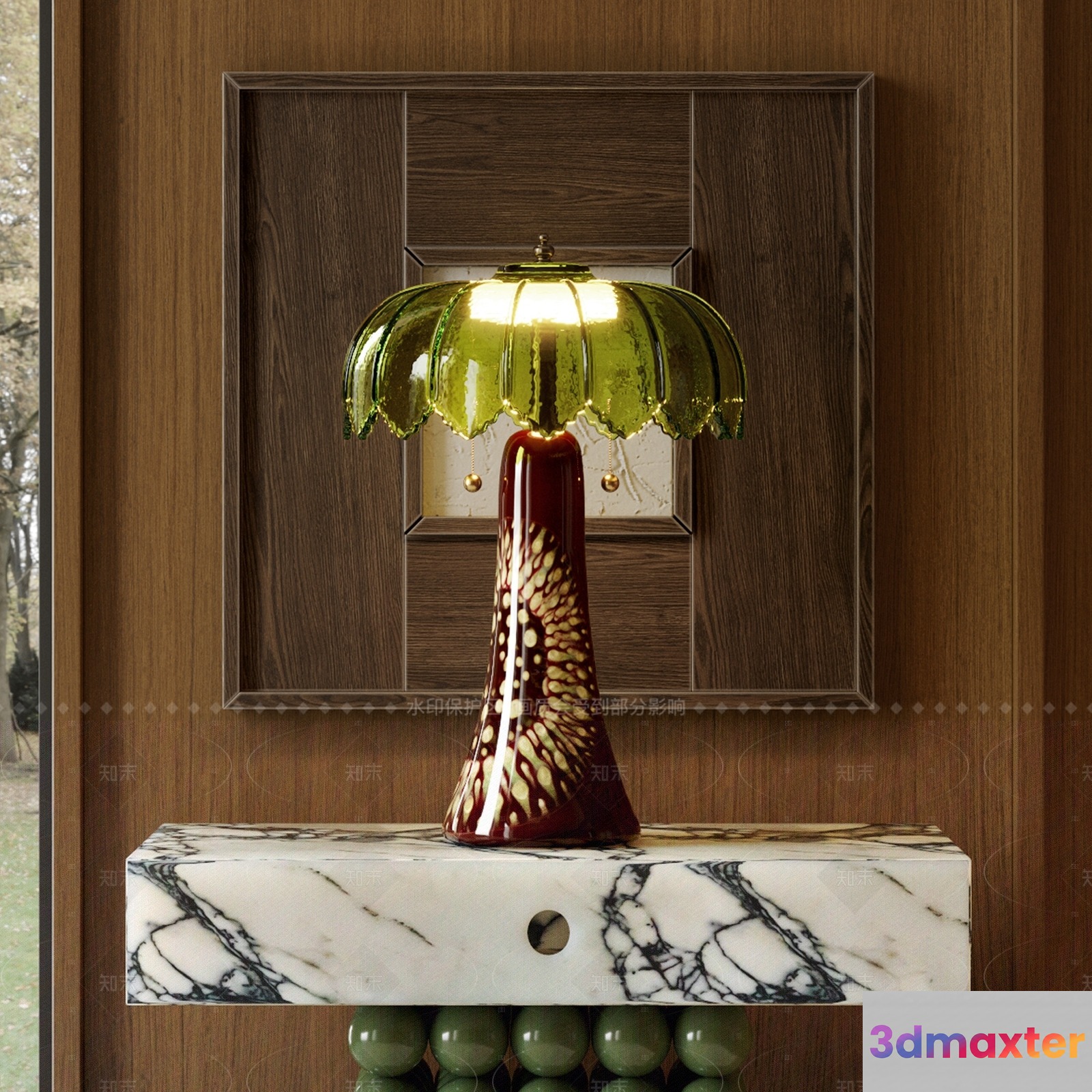 Gold And Red Lamp 3D Model - 8484 - CORONA Render