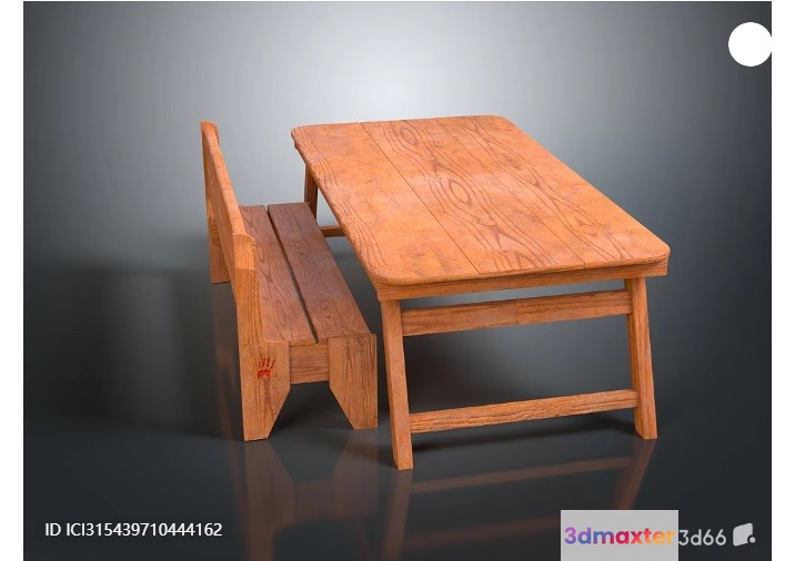 Wooden Children'S Table And Chair Set 3D Model - 2225 - VRAY Render