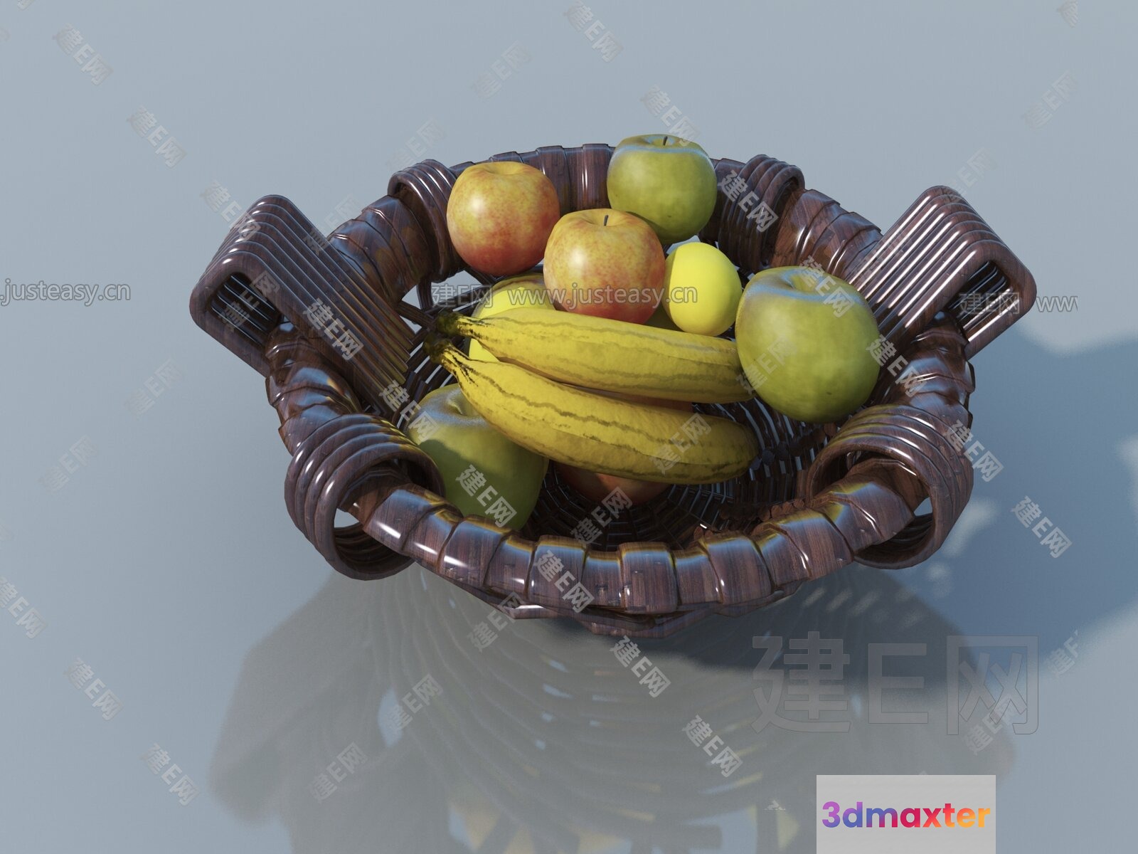 A Brown Wicker Basket 3D Model - 14949 - VRAY Render