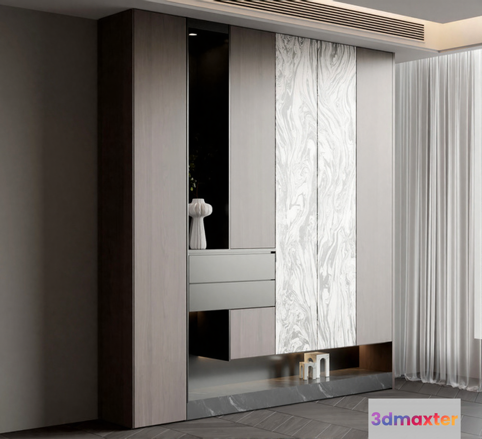 Modern White Wardrobe 3D Model - 5109 - VRAY Render