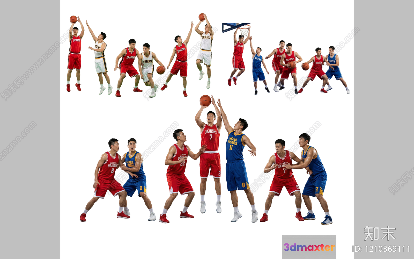 The Main Subject Is A Group Of Basketball Players 3D Model - 15087 - VRAY Render