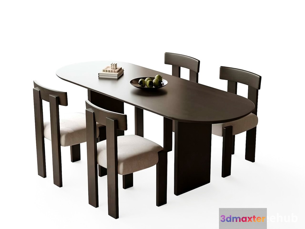 A Dining Table With Four Chairs 3D Model - 23335 - VRAY Render