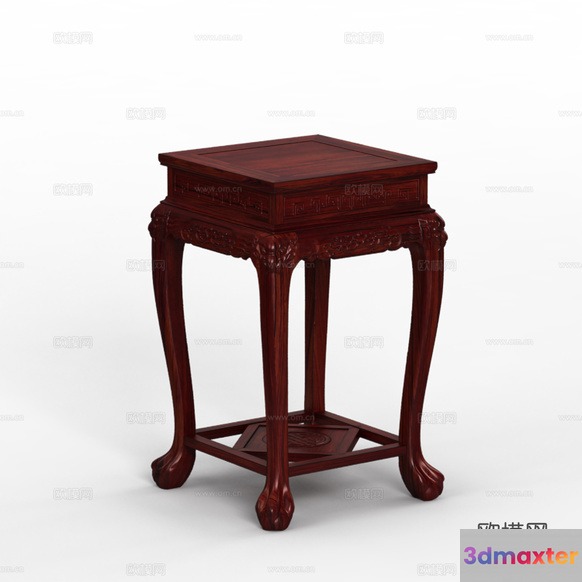 Wooden End Table 3D Model - 7044 - VRAY Render