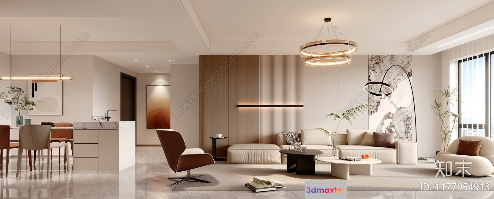 Modern Living Room 3D Model - 308 - VRAY Render