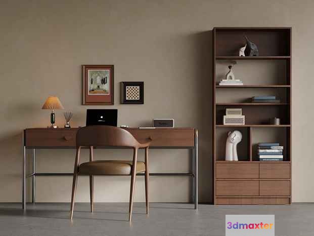 Wooden Desk And Chair 3D Model - 2141 - VRAY Render