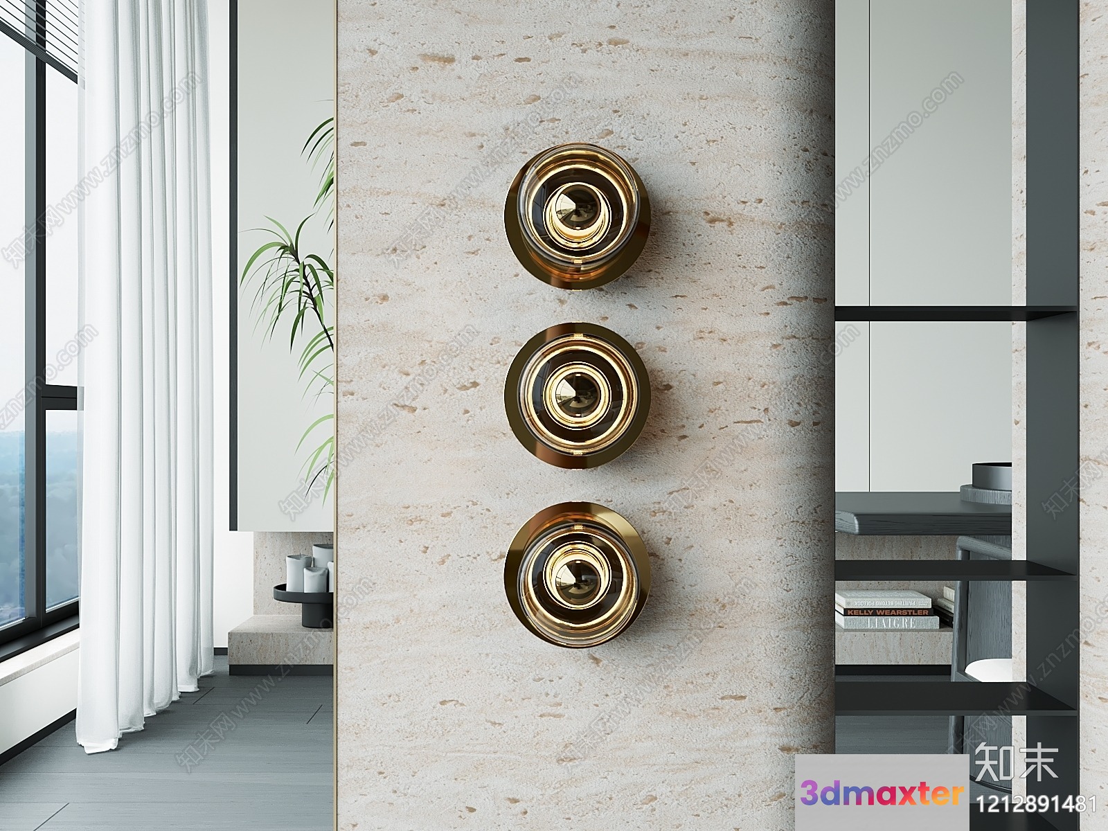 Modern Gold Light Fixture 3D Model - 21891 - VRAY Render