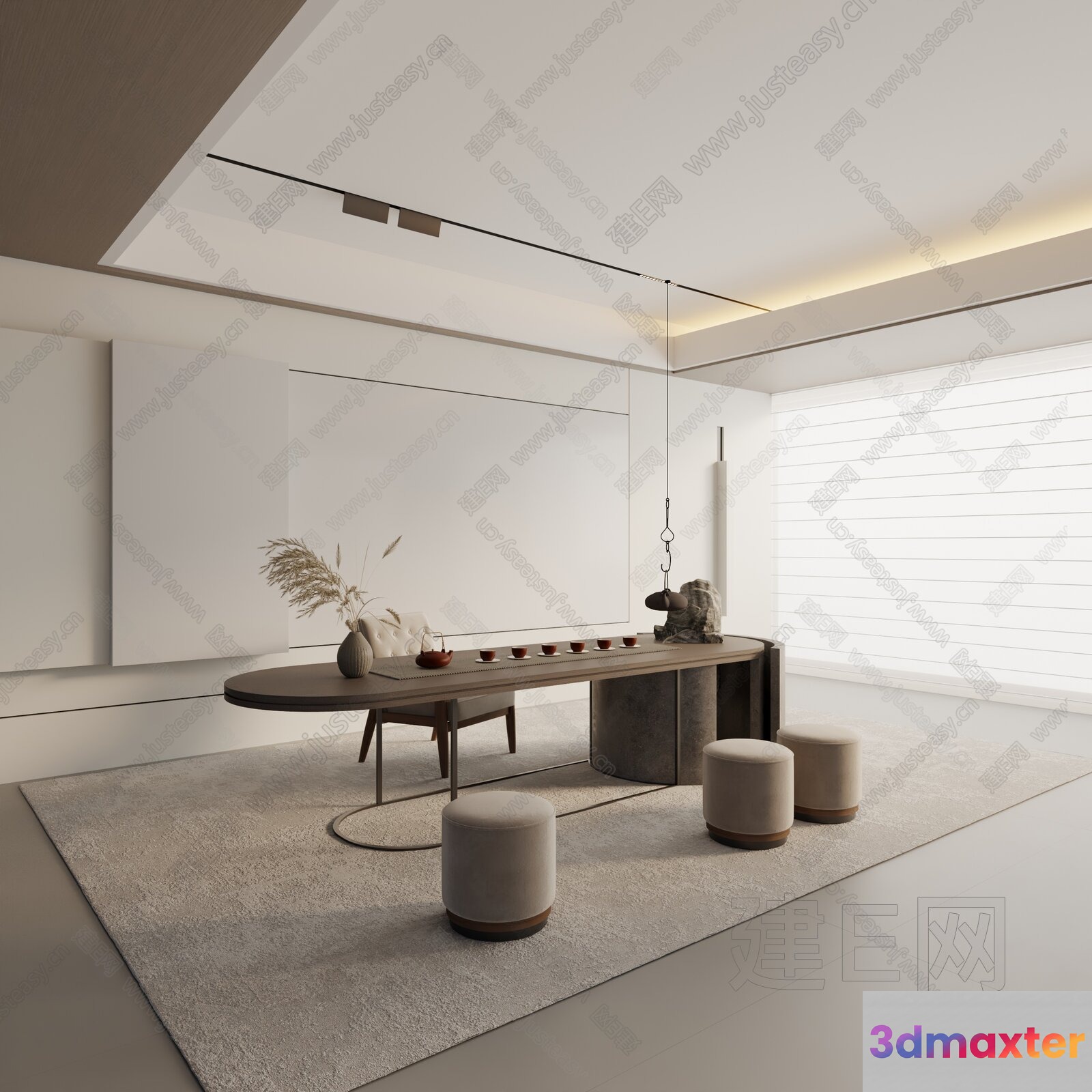 Modern Minimalist Dining Room 3D Model - 6839 - VRAY Render