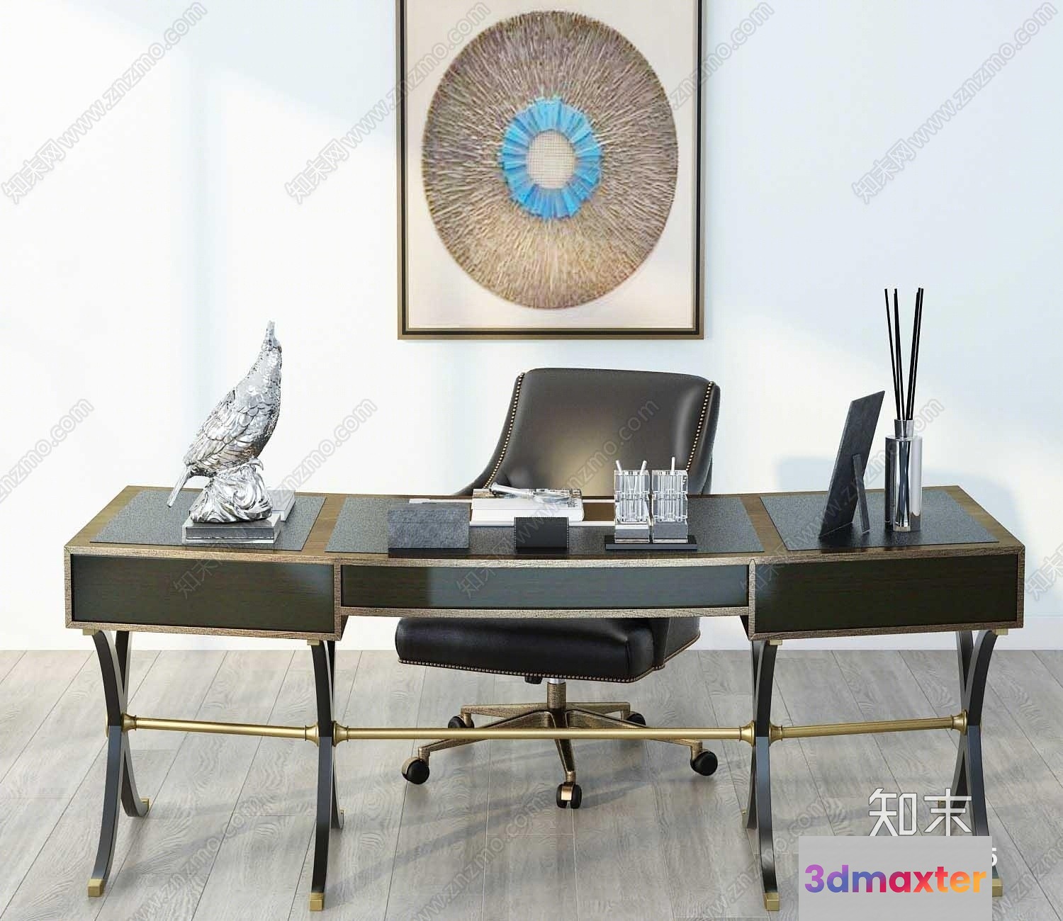 A Modern Office Desk 3D Model - 3016 - VRAY Render