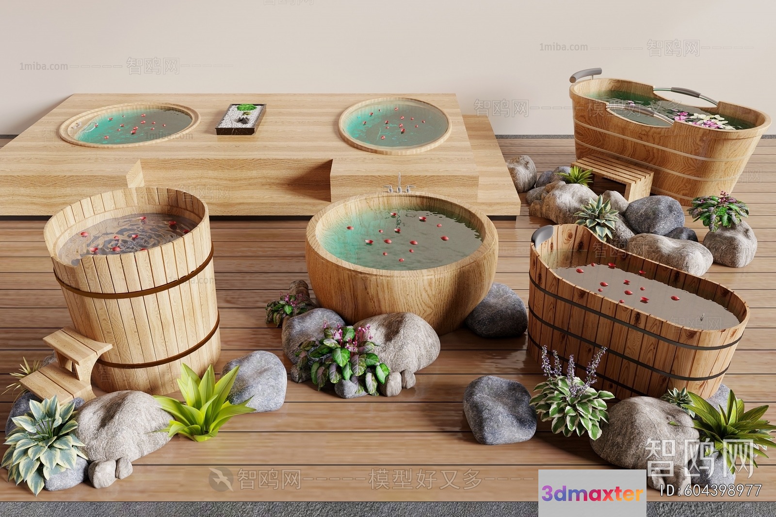 Wooden Bathing Tubs 3D Model - 14807 - CORONA Render