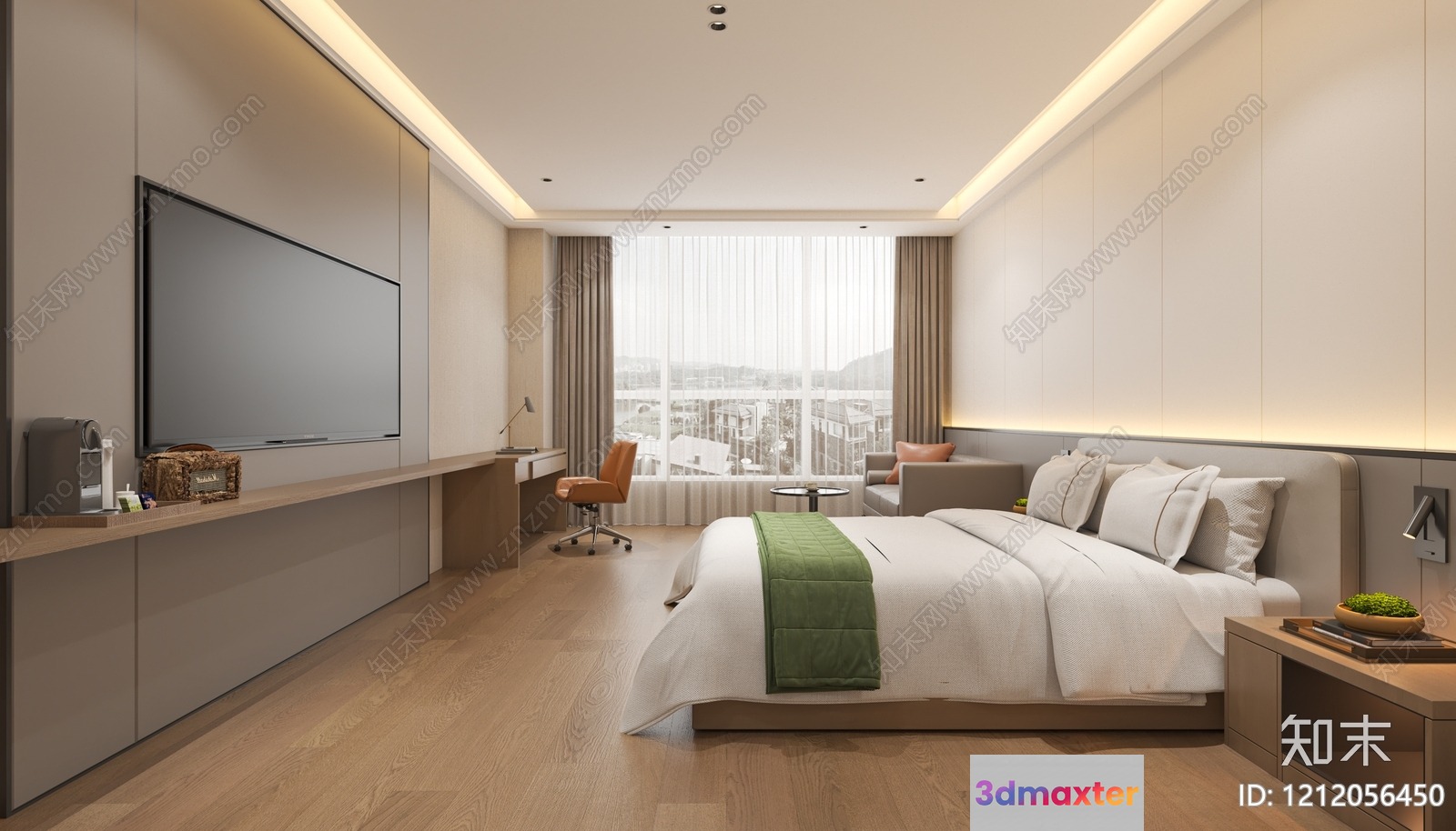 Modern Bedroom Design 3D Model - 9348 - VRAY Render