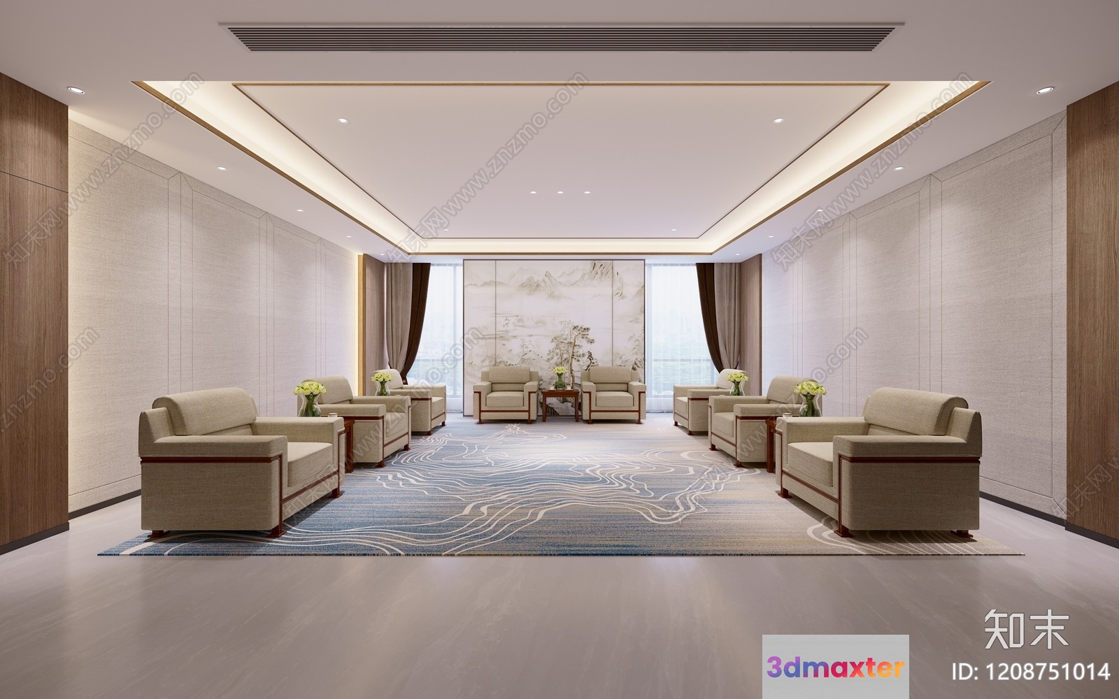 Modern Living Room 3D Model - 20654 - VRAY Render