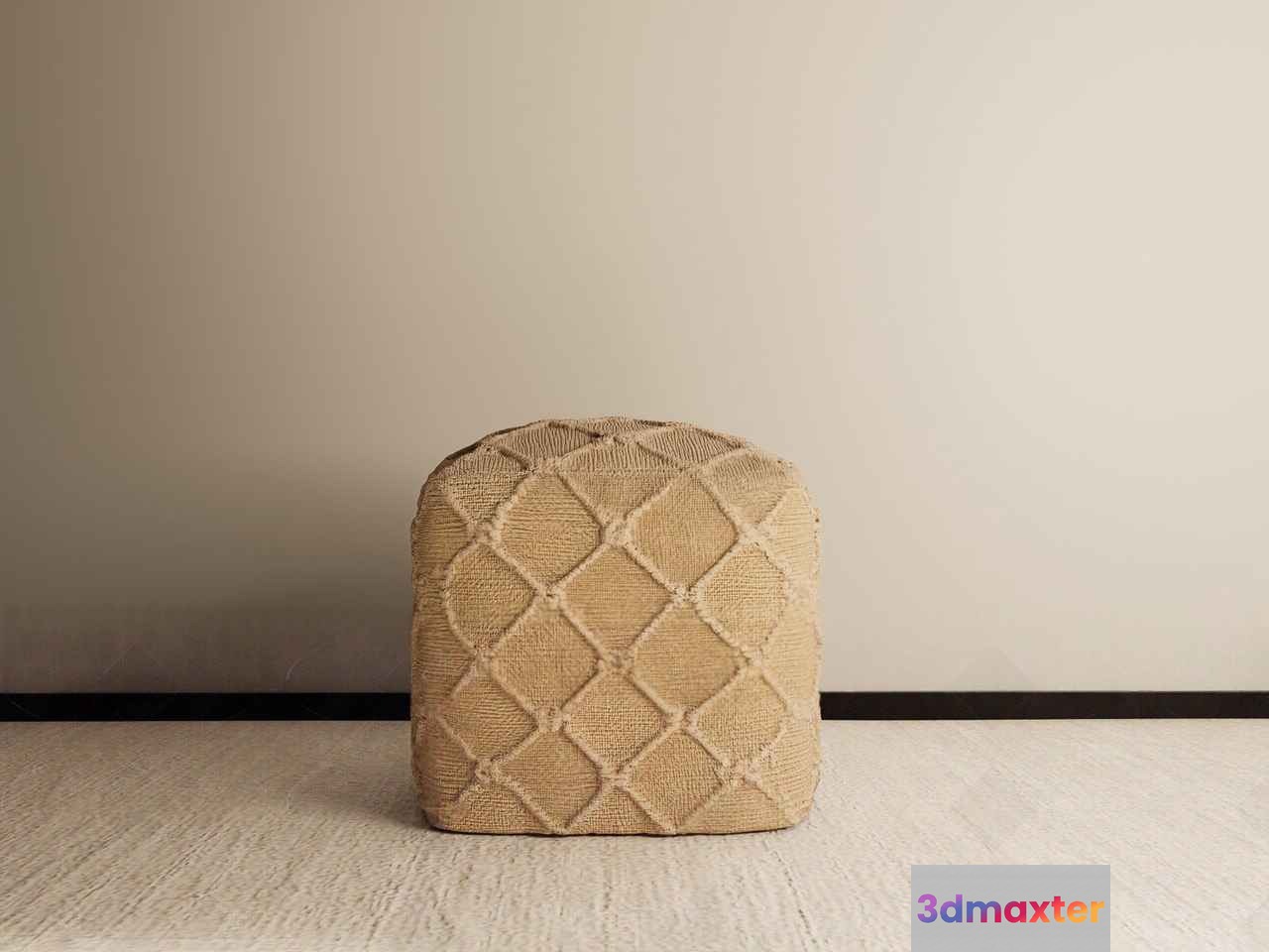 A Beige Pouf 3D Model - 2683 - VRAY Render