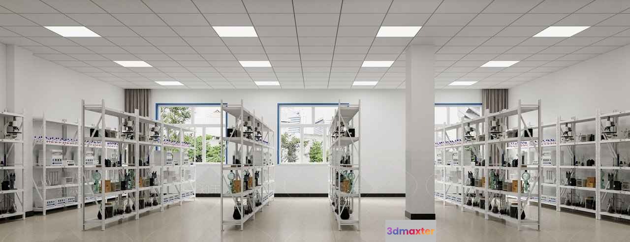 White Shelving Units 3D Model - 18279 - VRAY Render