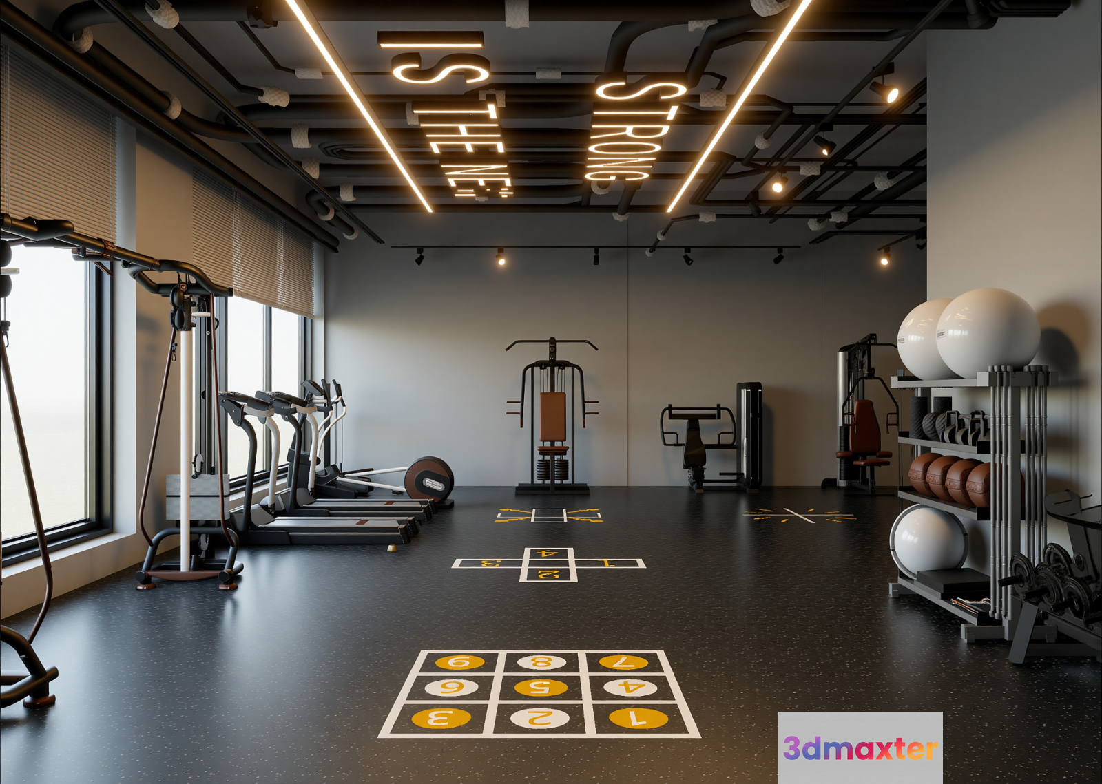 Modern Gym Equipment 3D Model - 16092 - VRAY Render