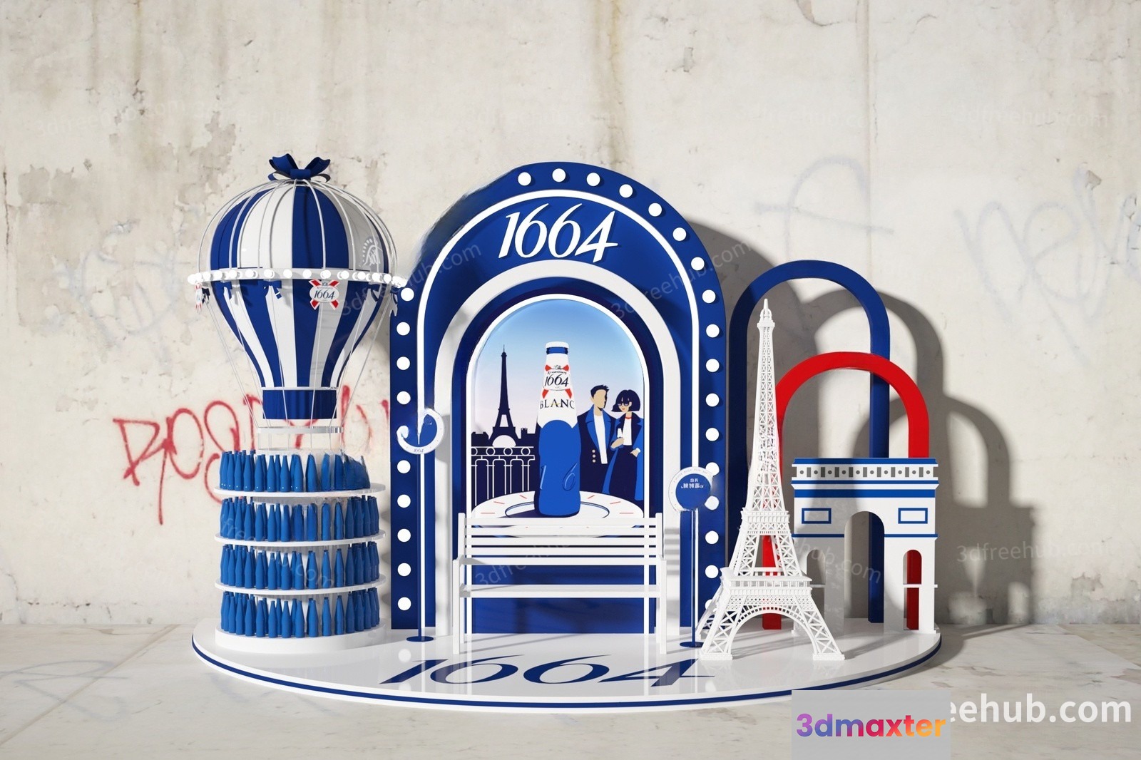 The Single Main Subject Is A Paris-Themed Display 3D Model - 3024 - VRAY Render
