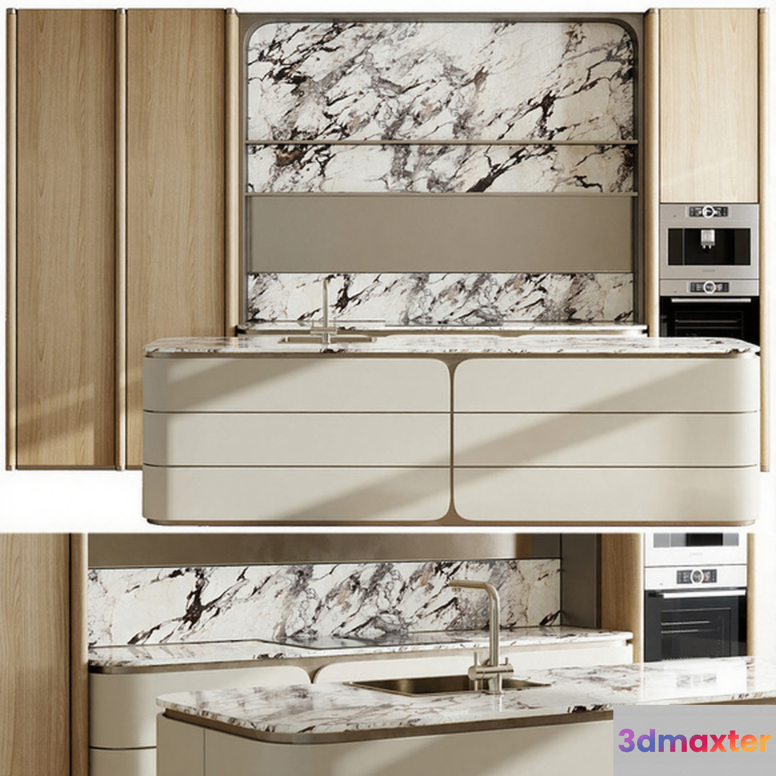 Modern Kitchen Design 3D Model - 14217 - CORONA Render