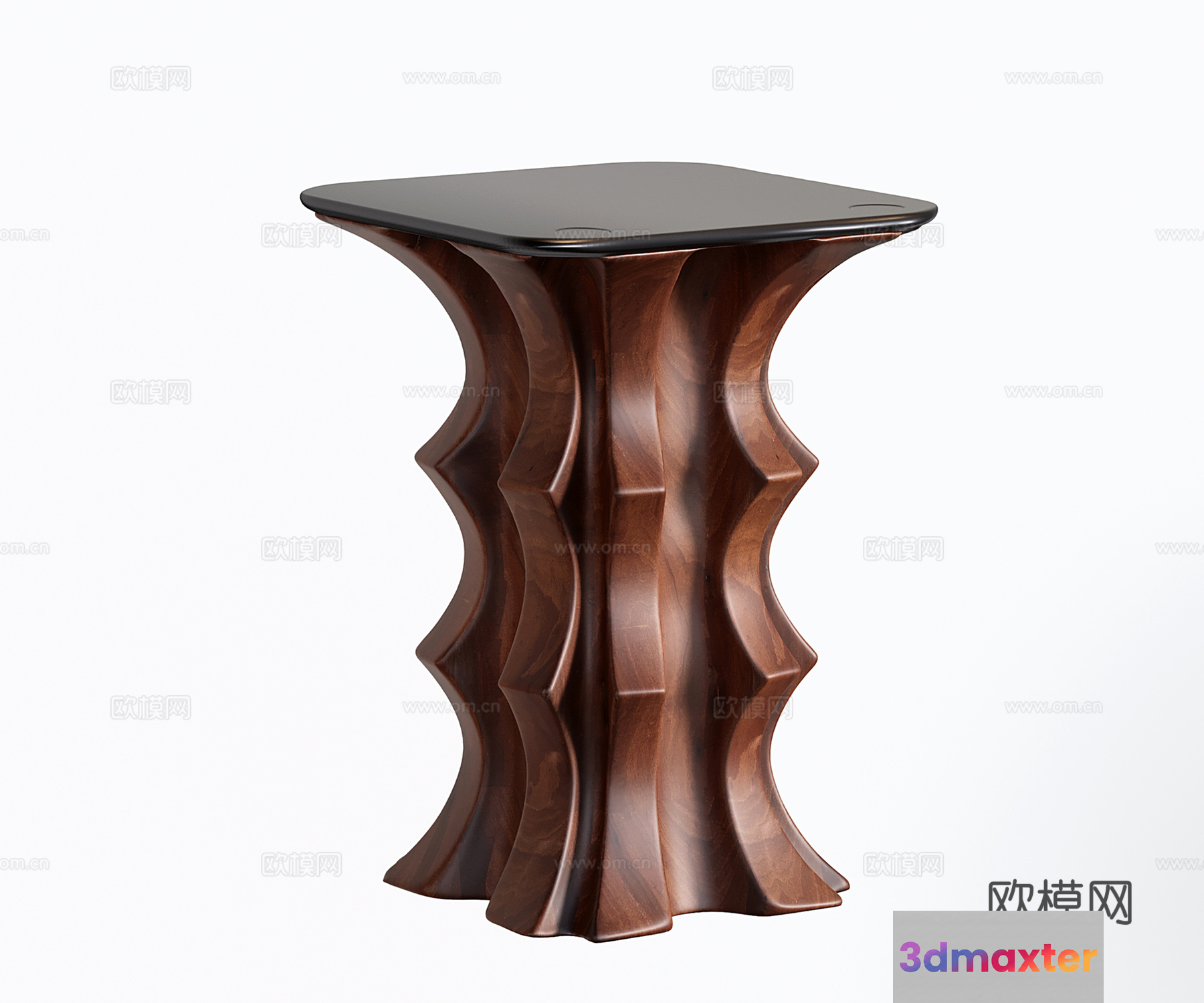 A Wooden Table With A Glass Top 3D Model - 12195 - VRAY Render
