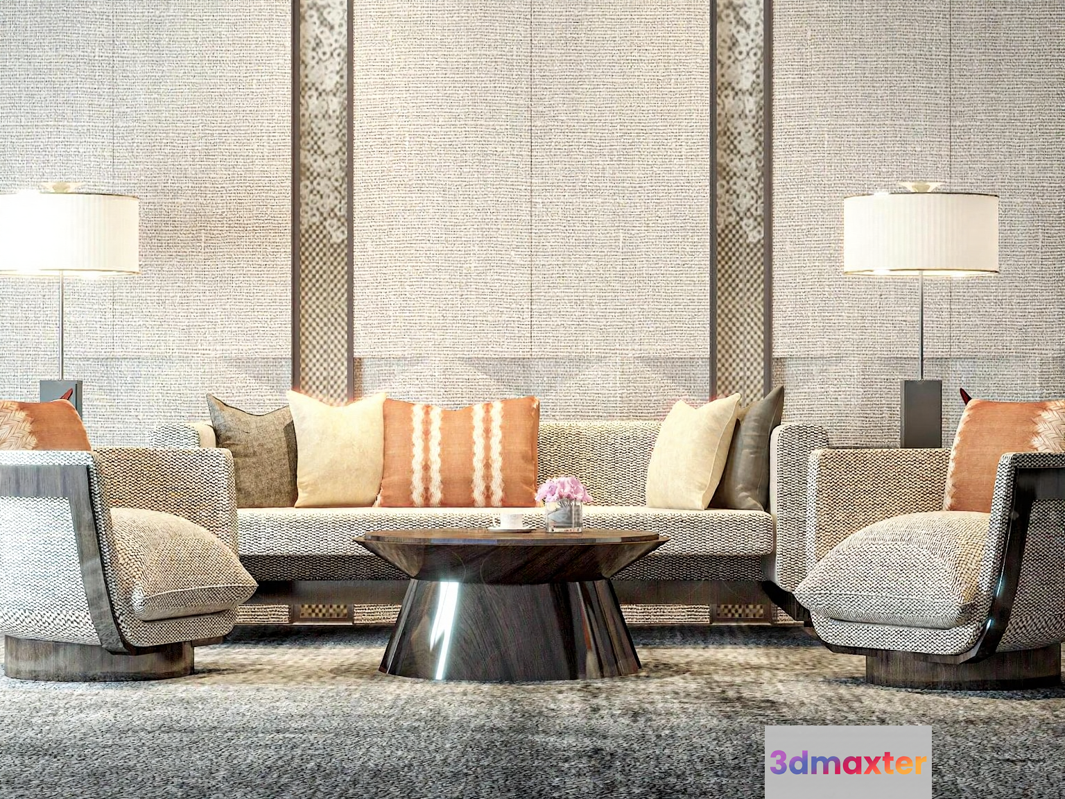 Modern Living Room 3D Model - 9651 - VRAY Render