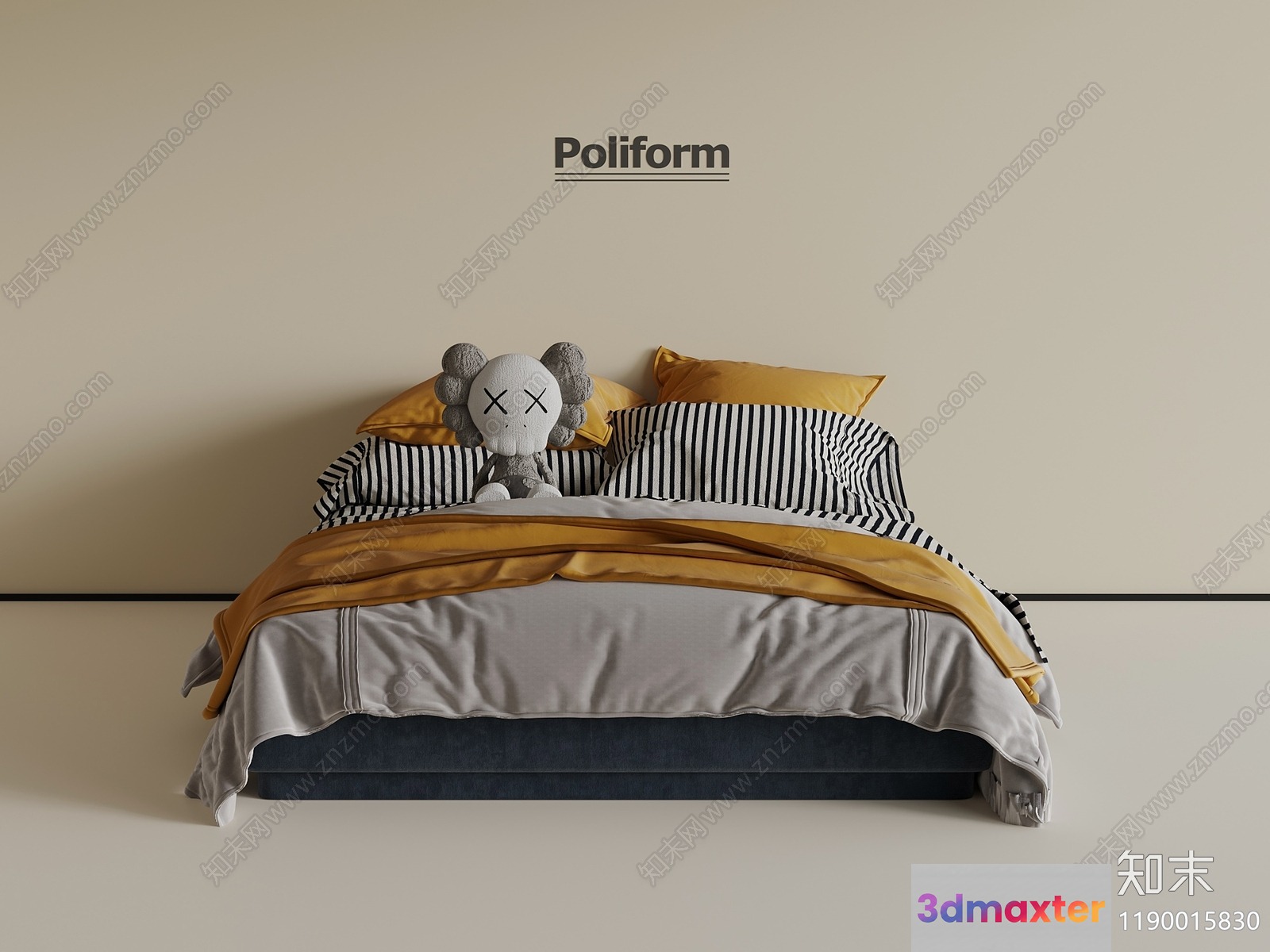 Cozy Bedroom With A Bed 3D Model - 11562 - VRAY Render