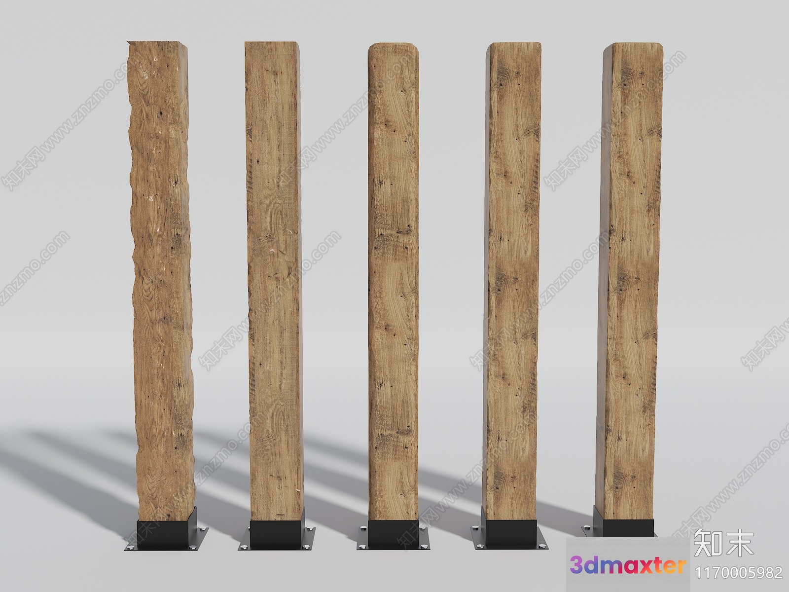 A Row Of Wooden Posts 3D Model - 2177 - VRAY Render