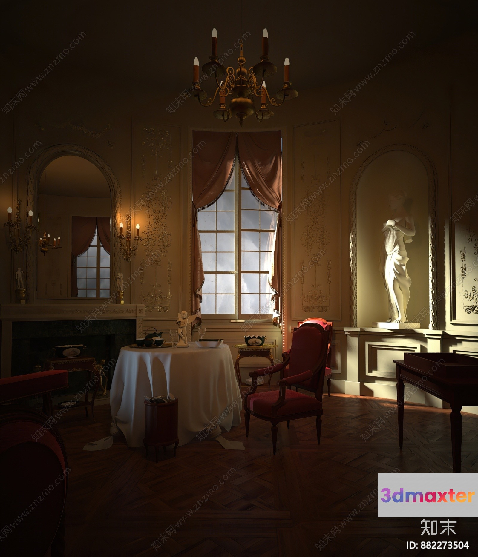Elegant Living Room 3D Model - 1187 - VRAY Render