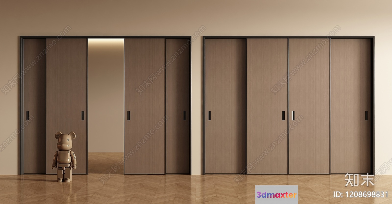 Modern Brown Wardrobe 3D Model - 19051 - VRAY Render