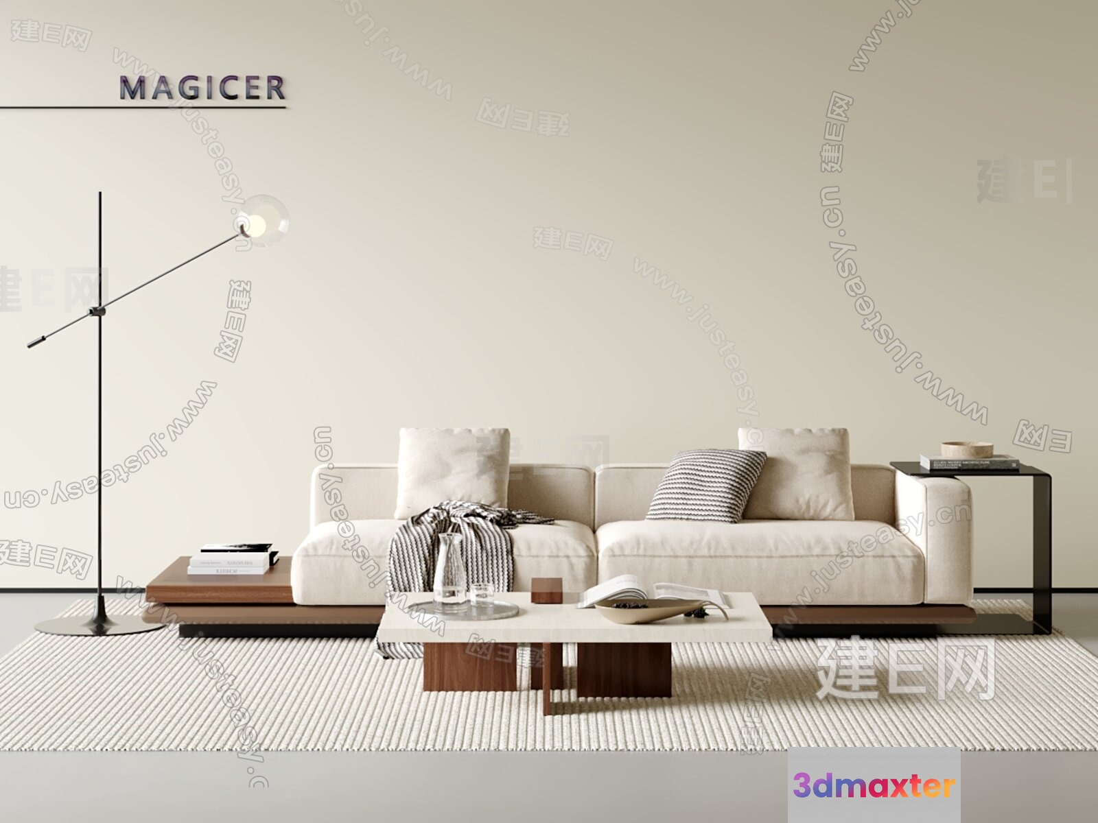 Modern Living Room 3D Model - 3054 - CORONA Render