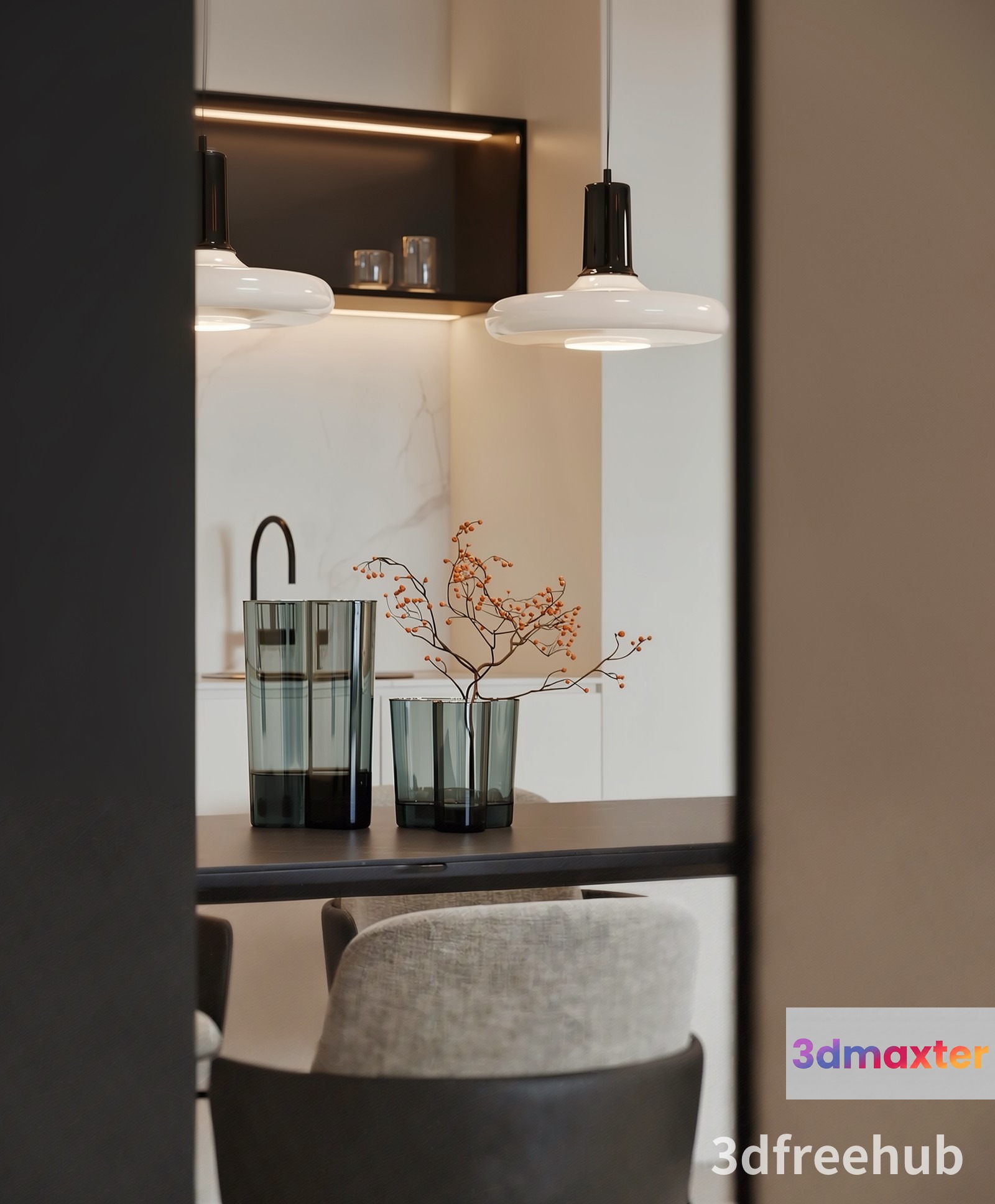 A Modern Kitchen 3D Model - 21290 - VRAY Render