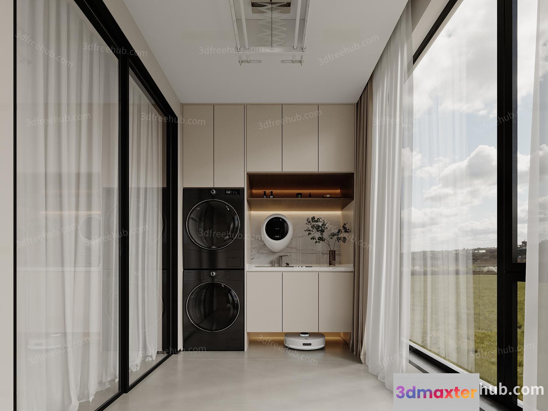 Modern Laundry Room 3D Model - 18594 - VRAY Render