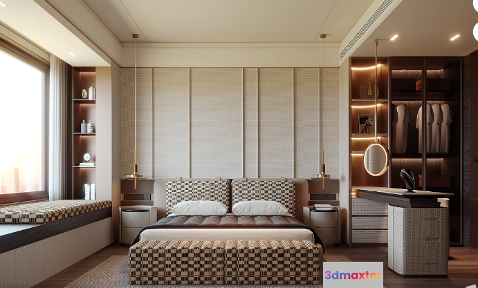 Modern Bedroom Decor 3D Model - 19030 - CORONA Render