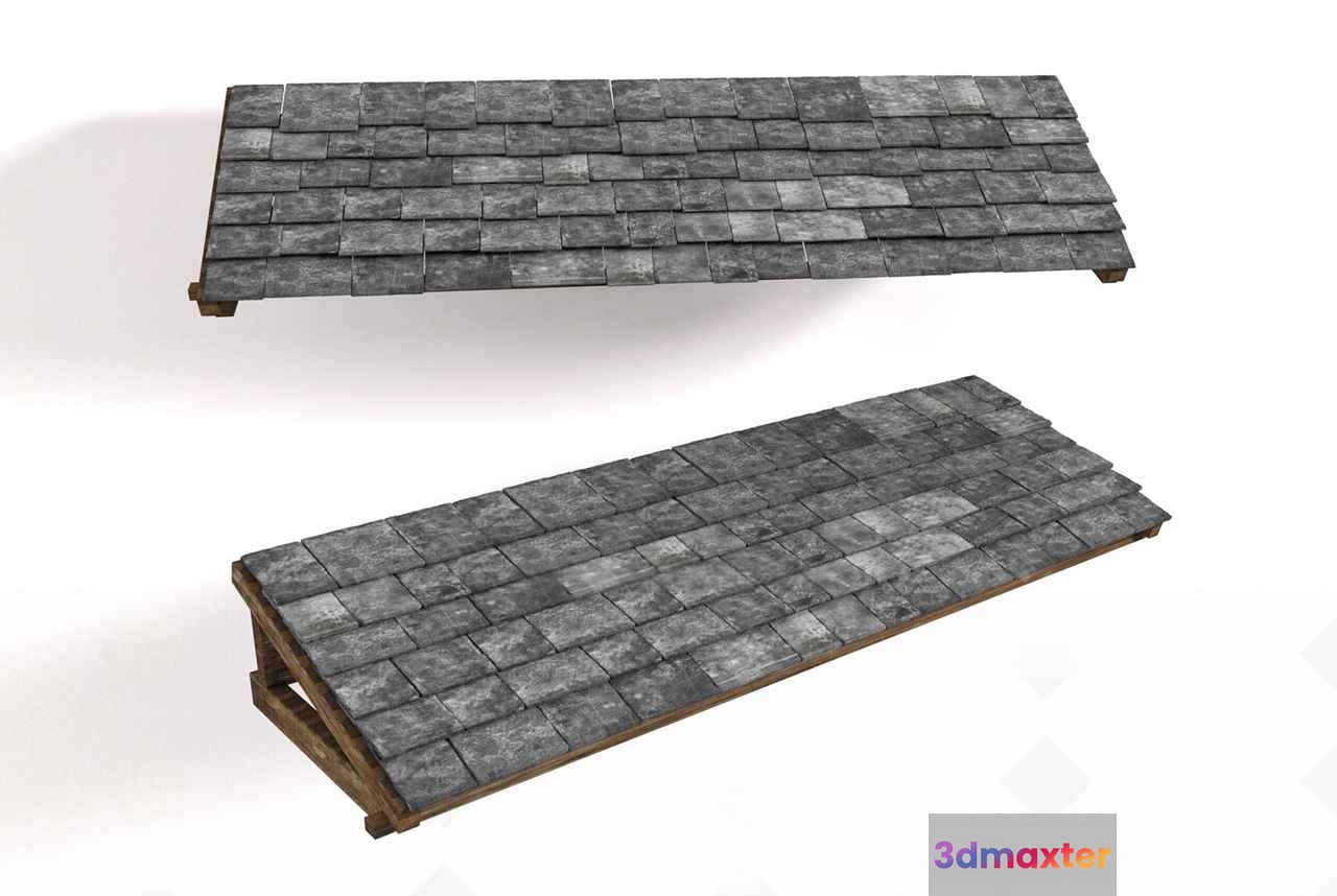 A Roof With Gray Tiles 3D Model - 3554 - VRAY Render