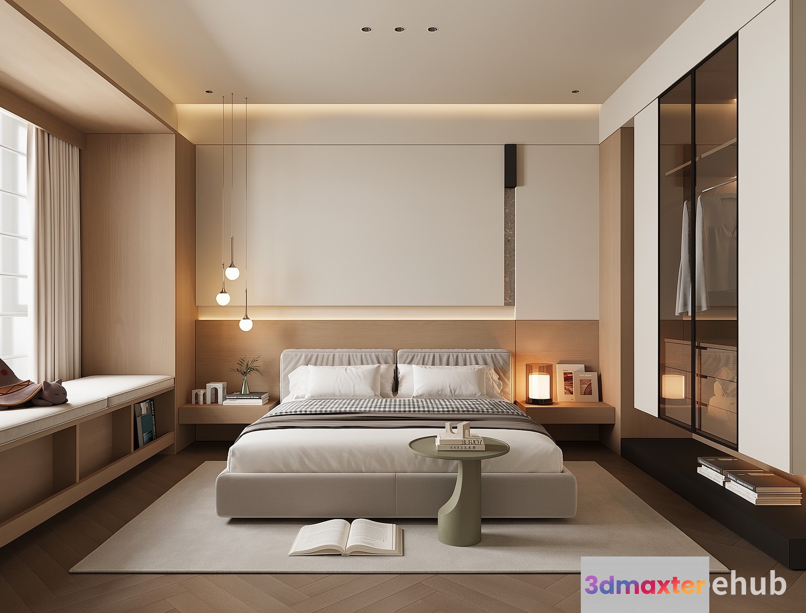 Cozy Modern Bedroom 3D Model - 21197 - VRAY Render