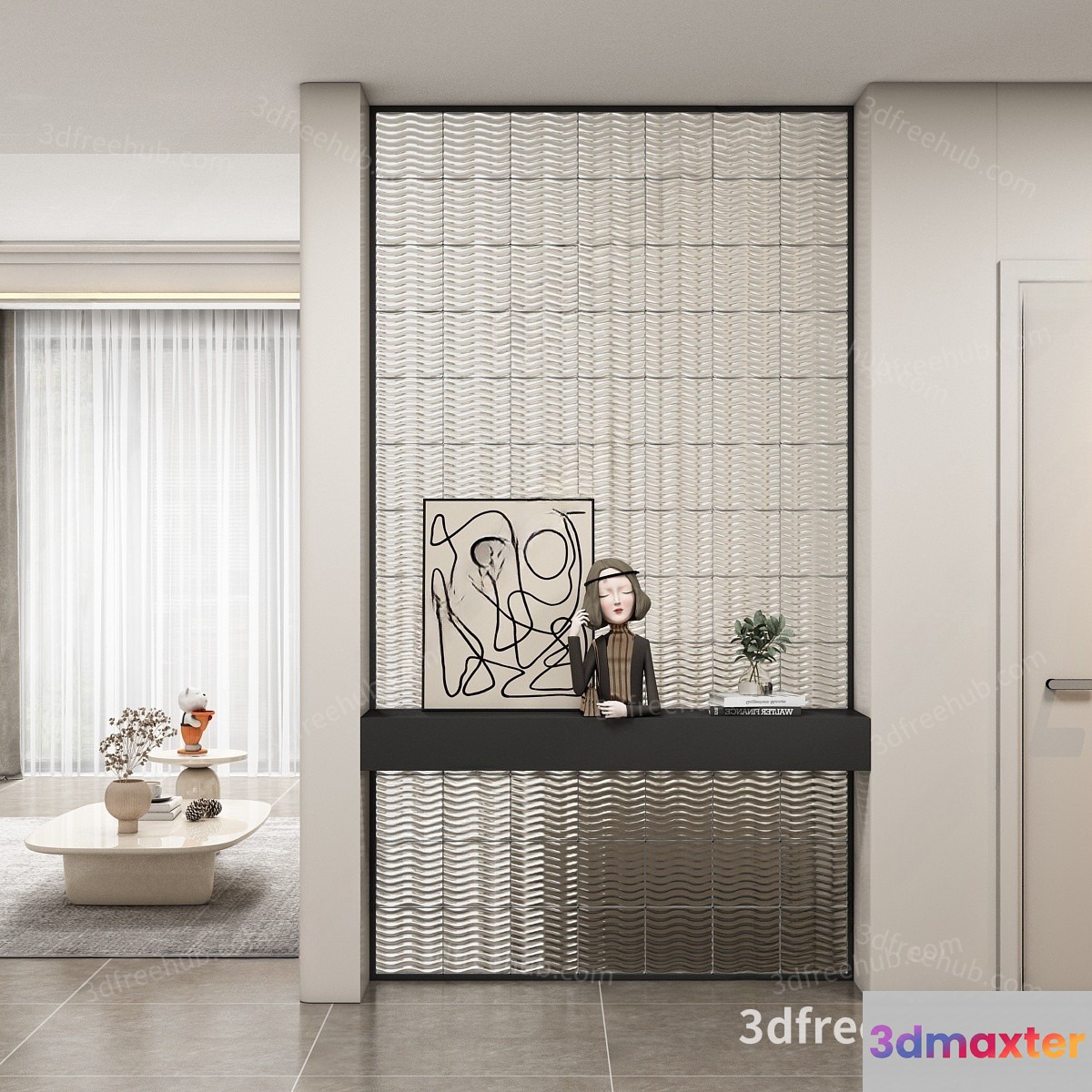 Modern Living Room 3D Model - 1109 - VRAY Render