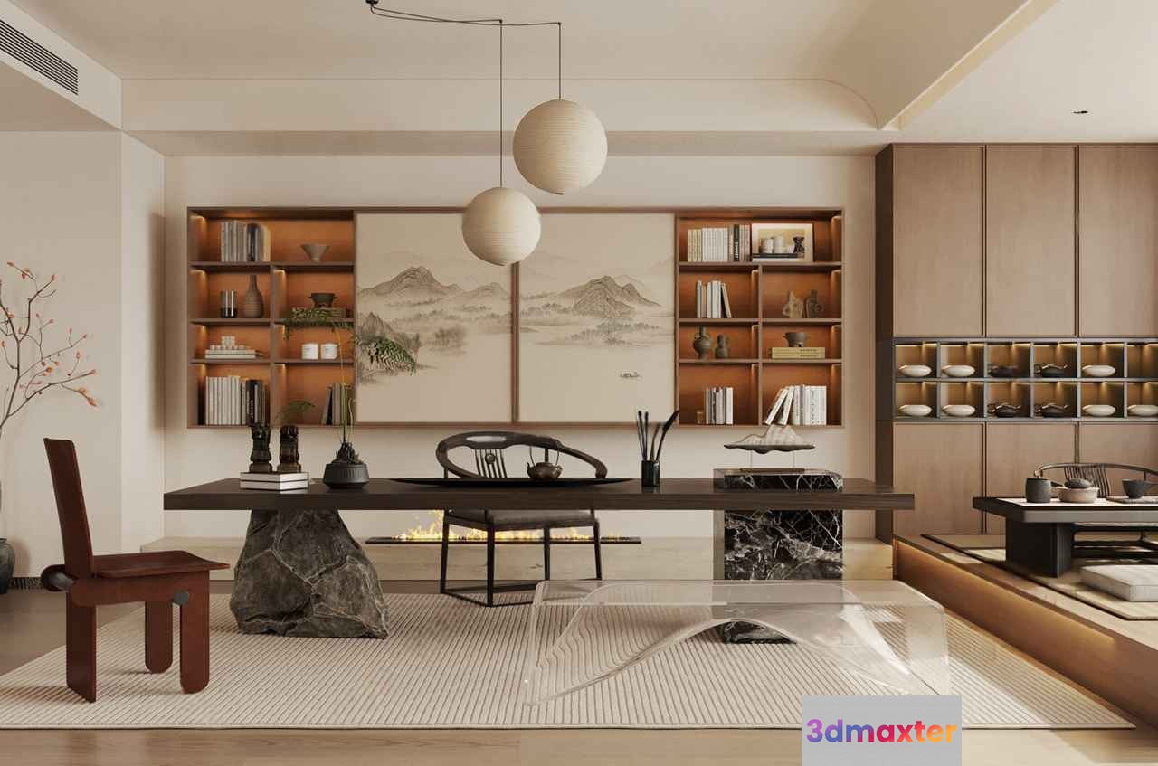 Modern Minimalist Office 3D Model - 1411 - CORONA Render
