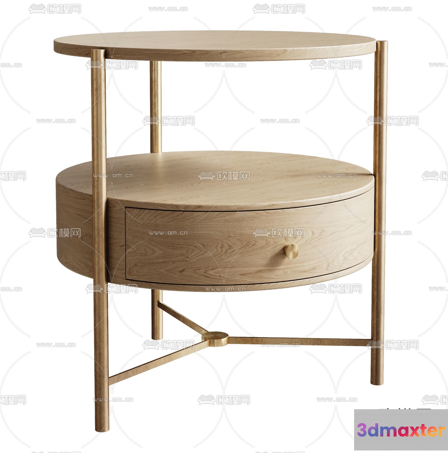 A Light-Colored Wooden Table With A Drawer 3D Model - 6479 - VRAY Render