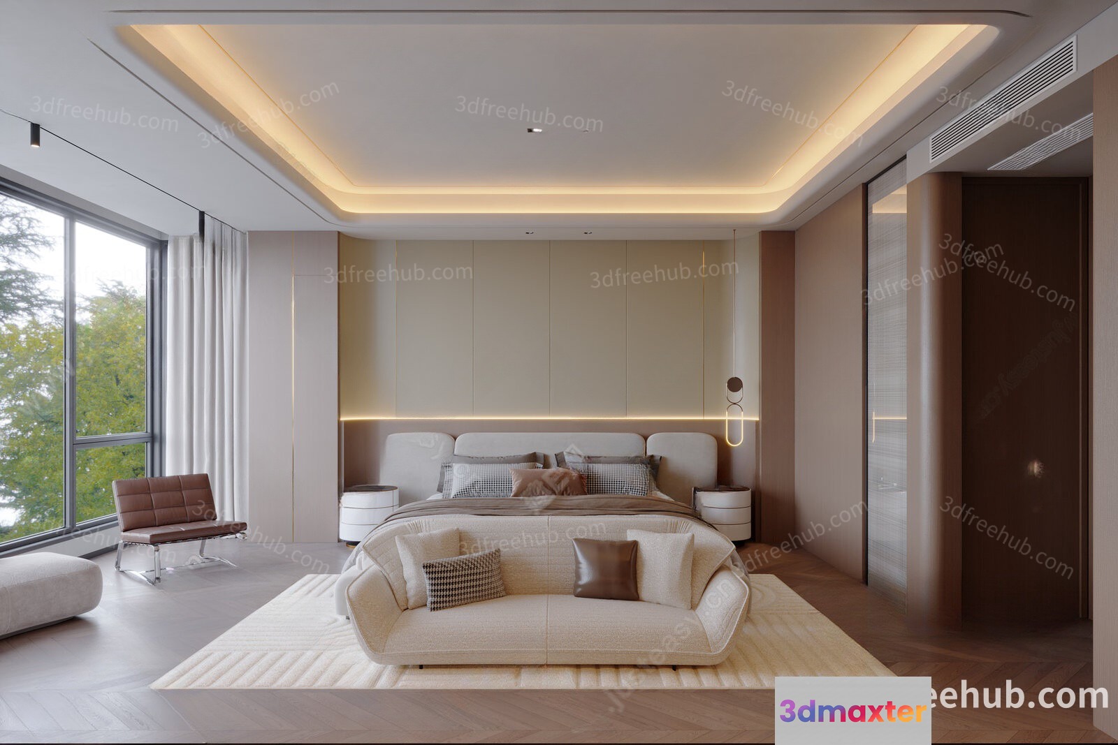 Modern Bedroom Design 3D Model - 19293 - VRAY Render