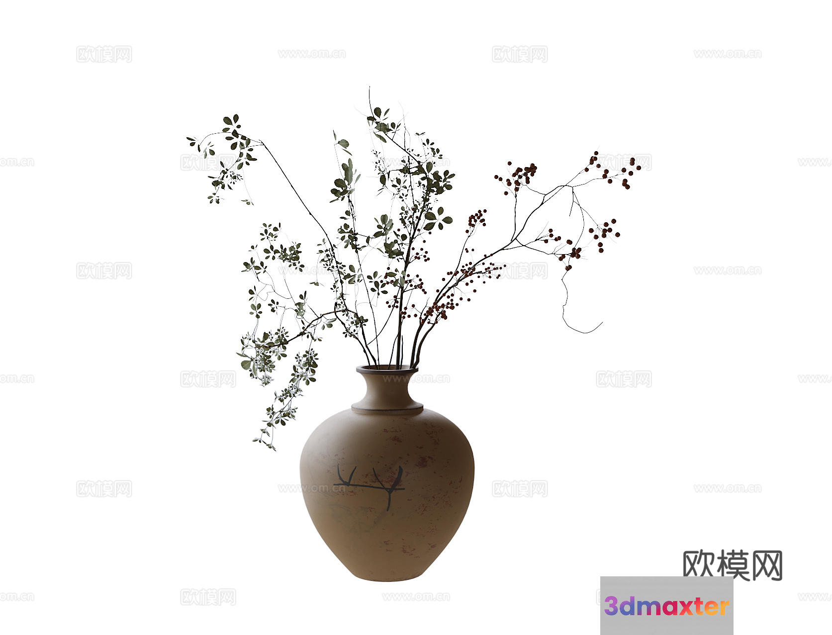 A Vase With Branches 3D Model - 16332 - VRAY Render