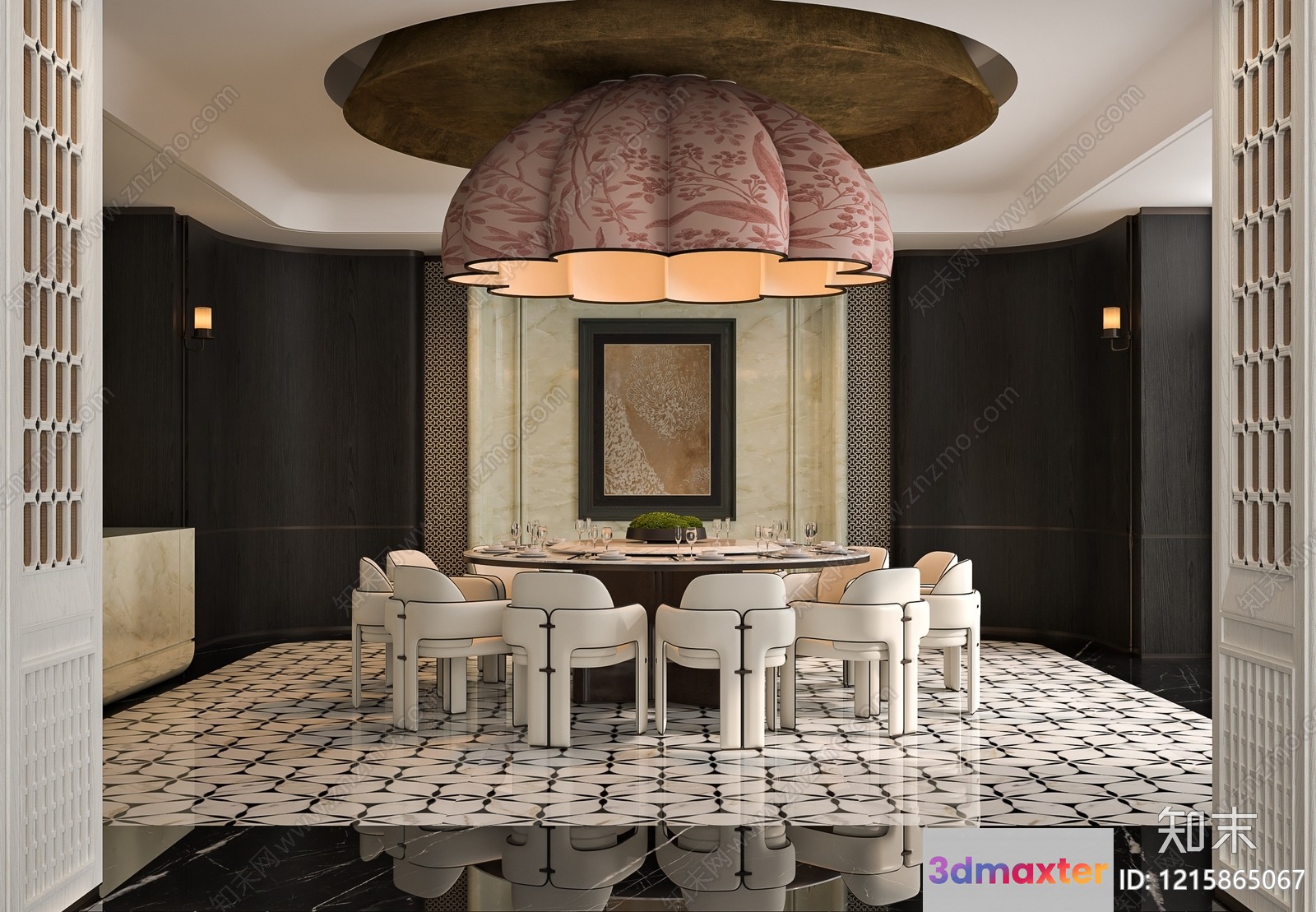 A Modern Dining Room 3D Model - 10655 - VRAY Render