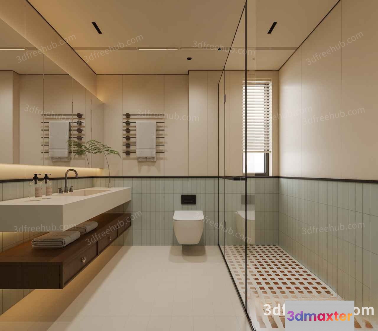 Modern Bathroom Design 3D Model - 20873 - VRAY Render