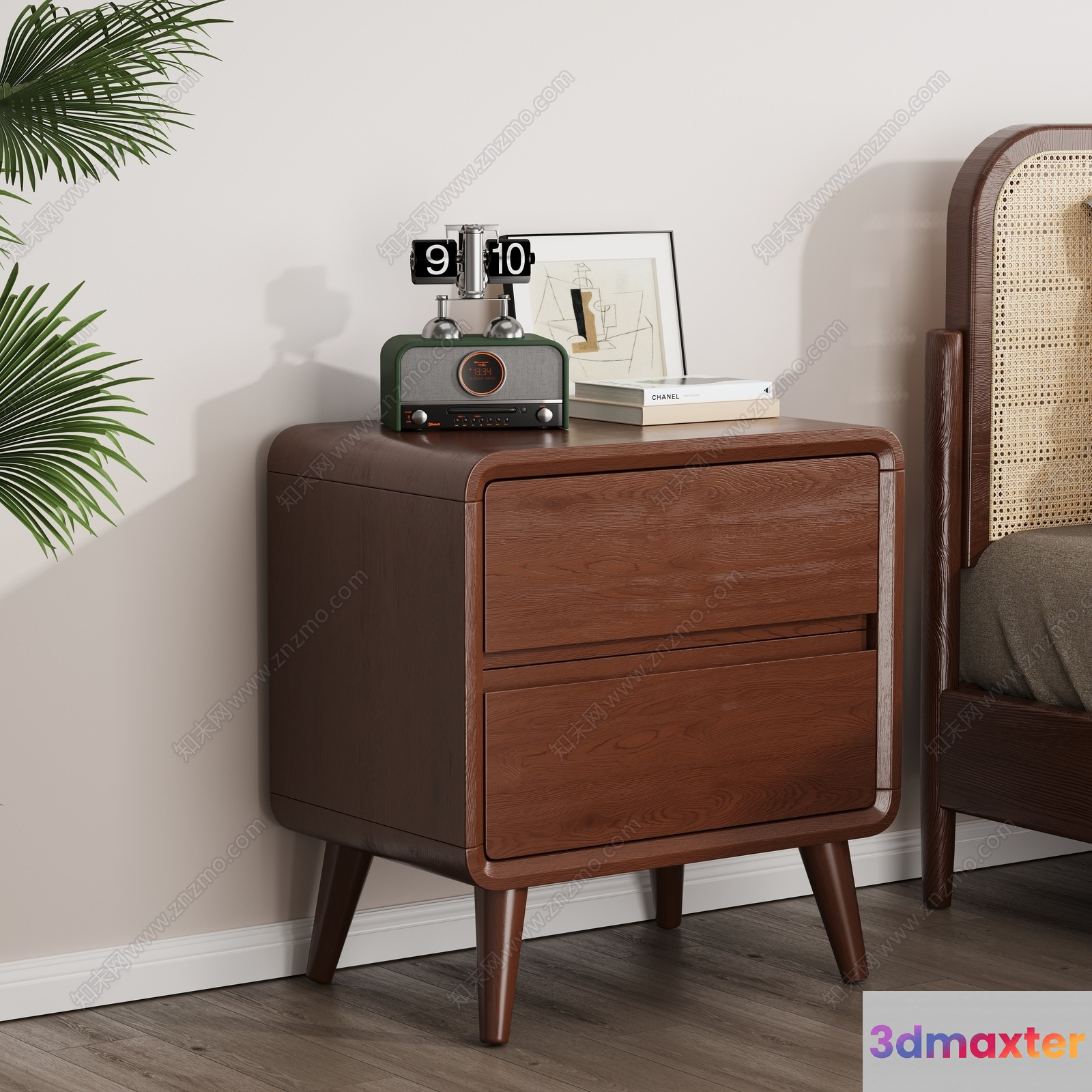 Mid-Century Modern Nightstand 3D Model - 14812 - CORONA Render