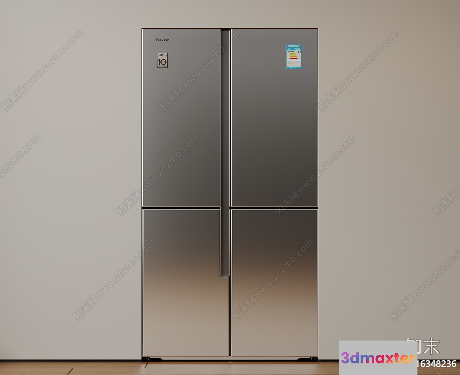 A Stainless Steel Refrigerator 3D Model - 15794 - VRAY Render