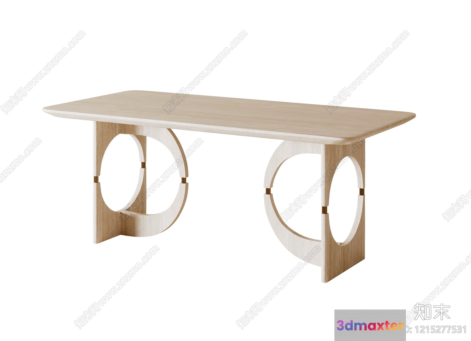 Wooden Table With Circular Design 3D Model - 15304 - CORONA Render
