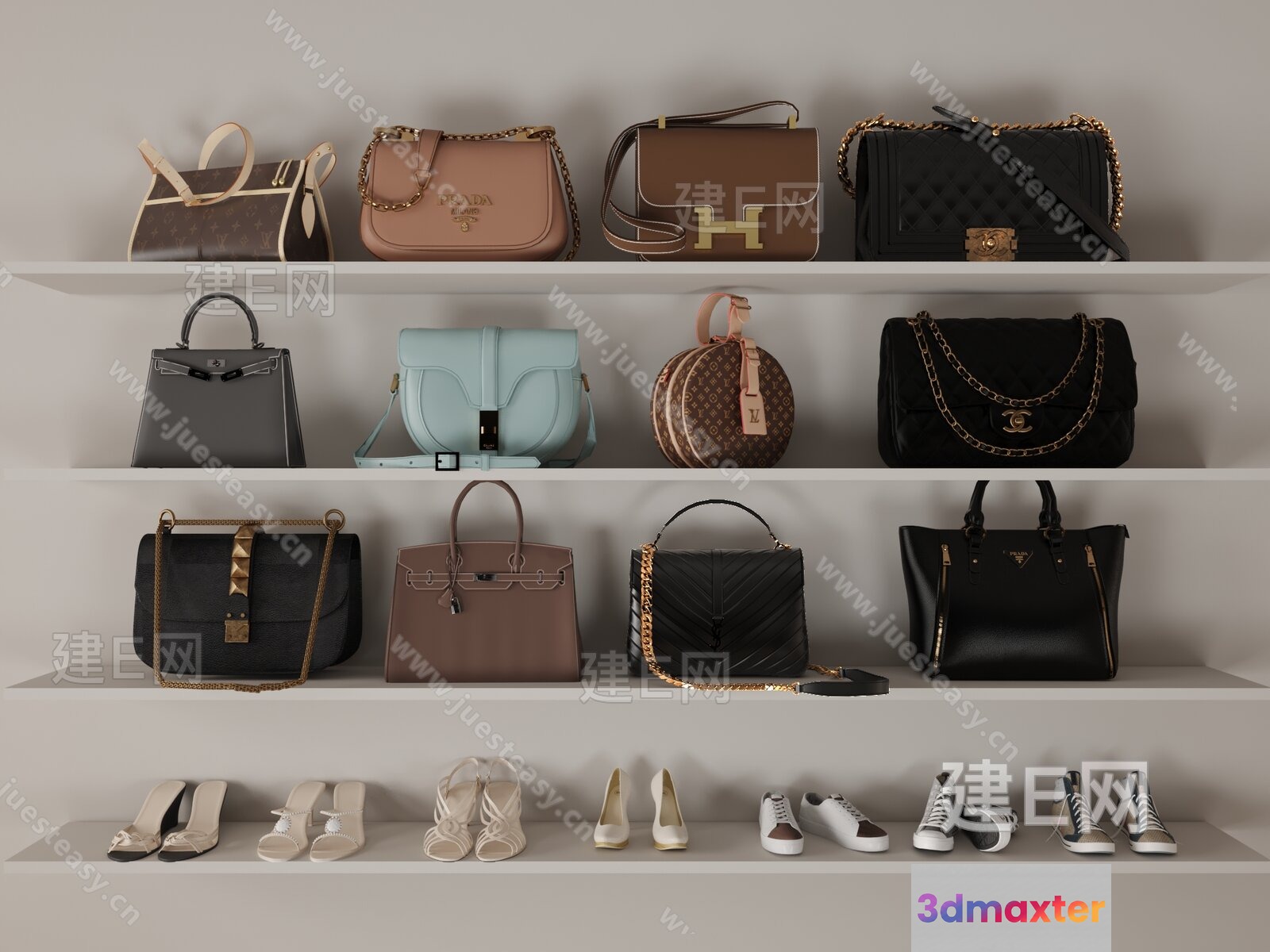 Modern Handbags And Shoes 3D Model - 11169 - VRAY Render