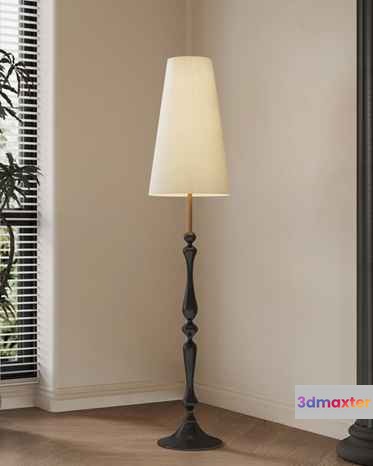 A Tall Lamp With A White Shade 3D Model - 4596 - VRAY Render