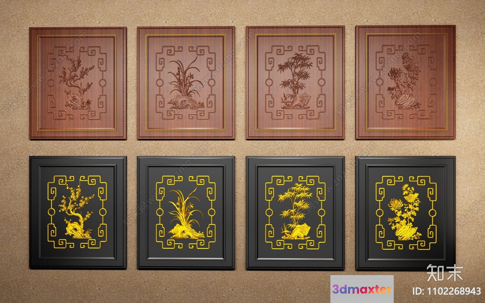 Asian-Inspired Wall Art 3D Model - 8597 - VRAY Render