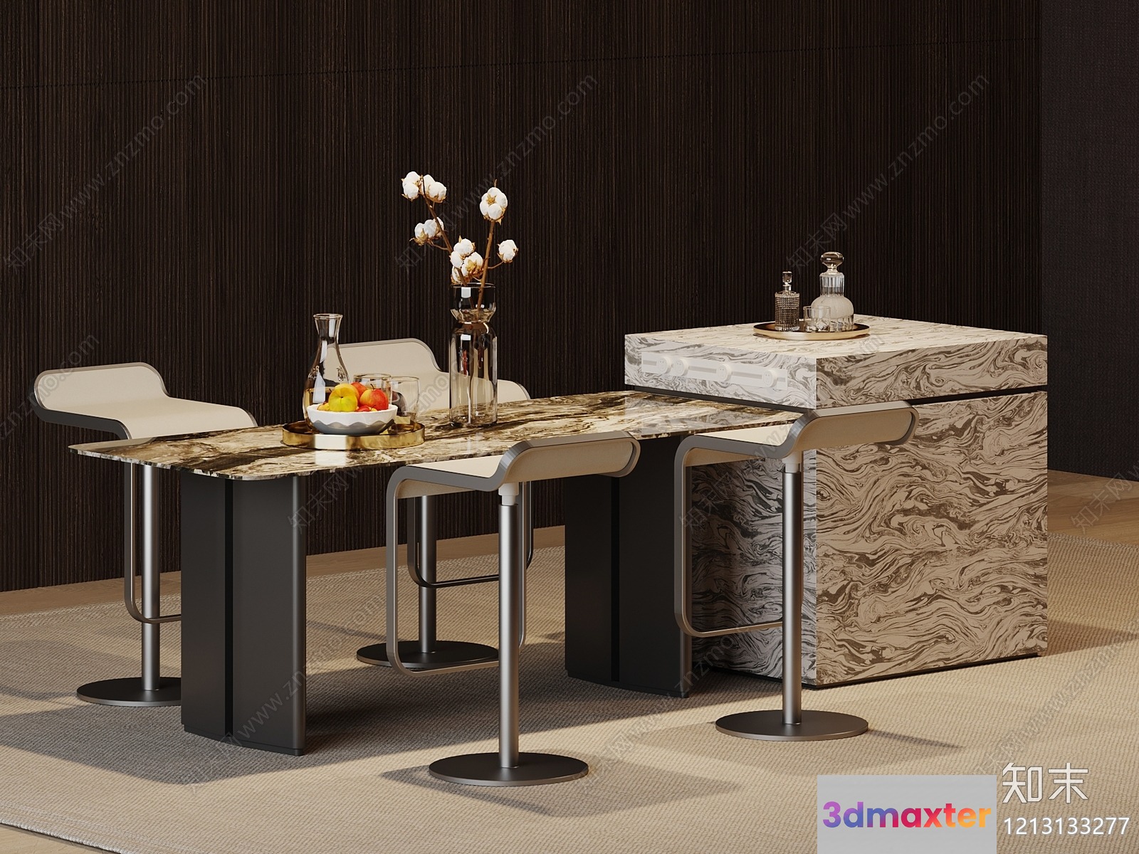 Modern Dining Room 3D Model - 3917 - VRAY Render