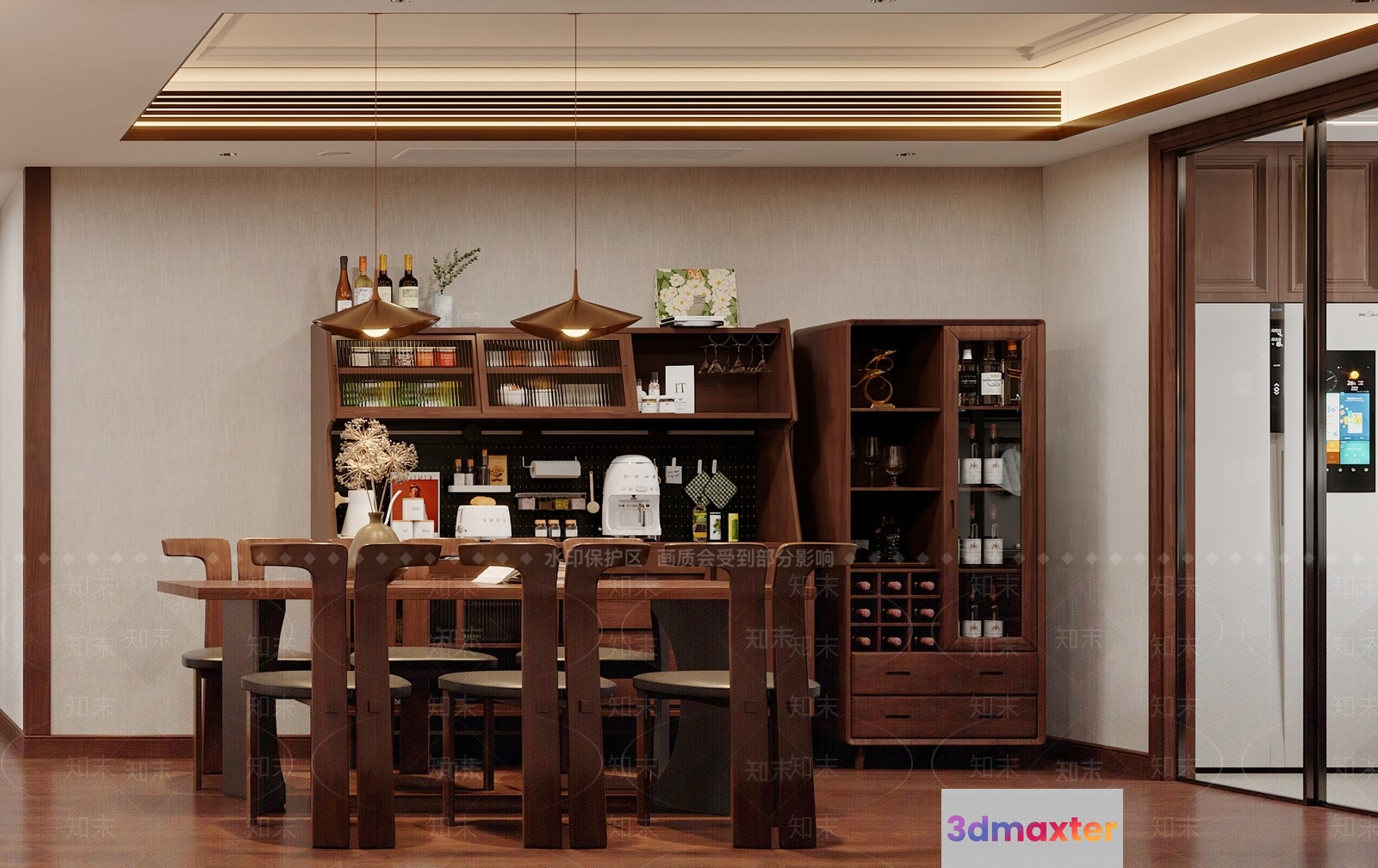 A Modern Dining Room 3D Model - 3501 - VRAY Render