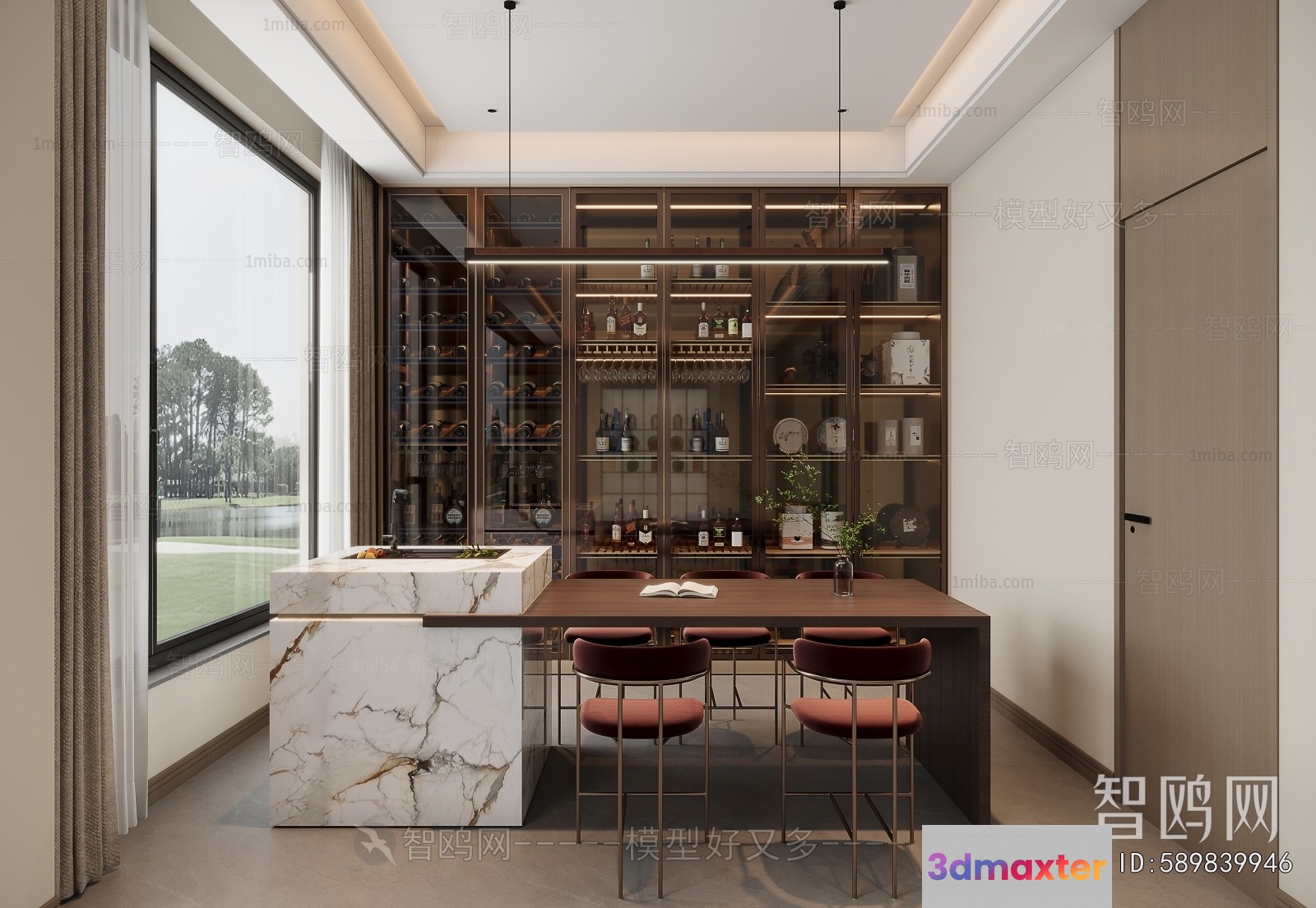 Modern Wine Bar 3D Model - 17106 - VRAY Render